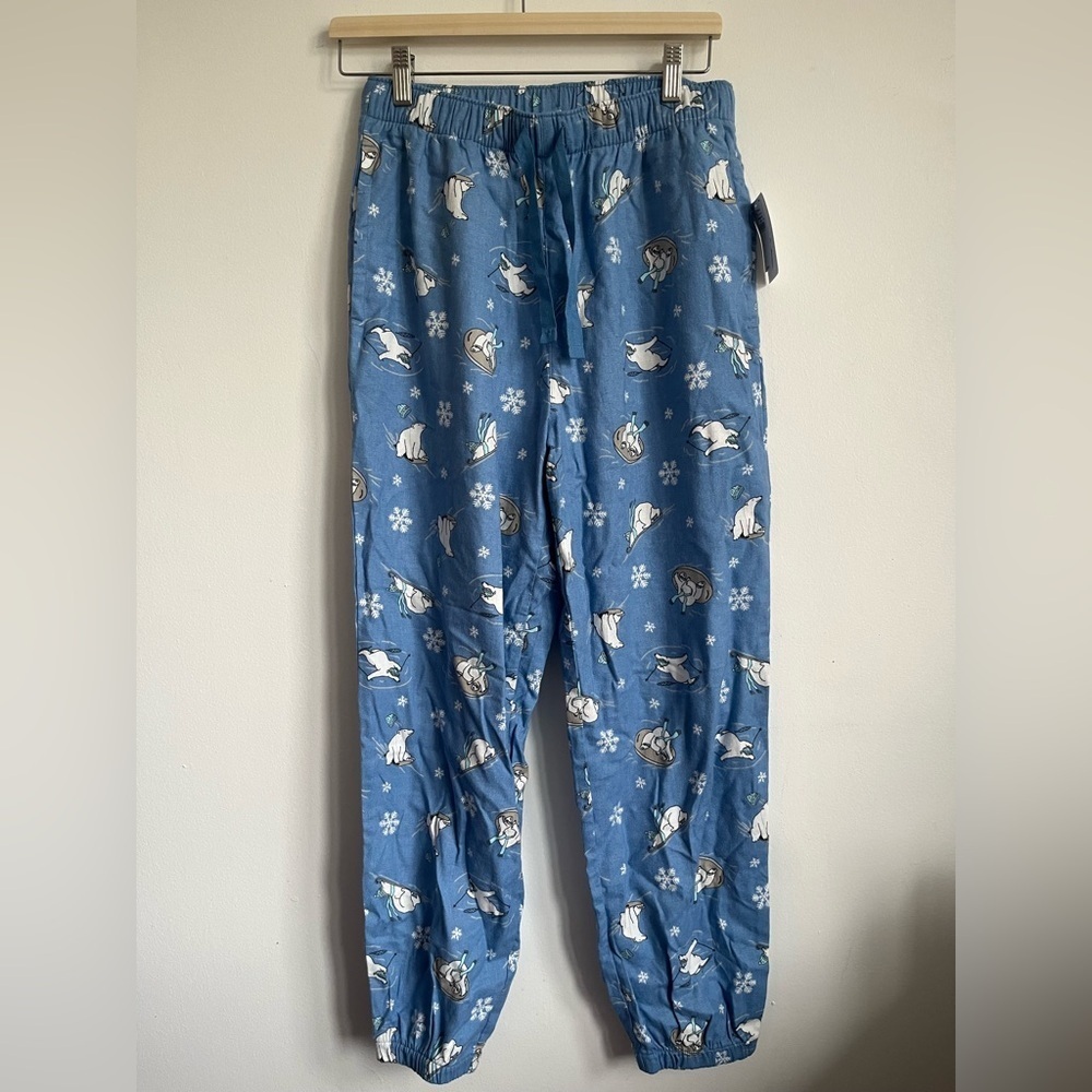 NWT Old Navy Christmas Bear Mid-Rise Flannel Jogger Elastic Pajama Pant Small